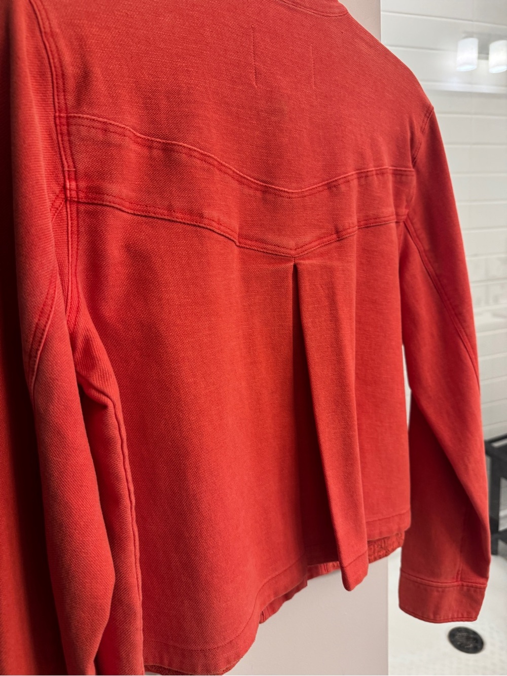 Anthropologie Coral Pink Button-Front Jacket - Picture 3 of 6